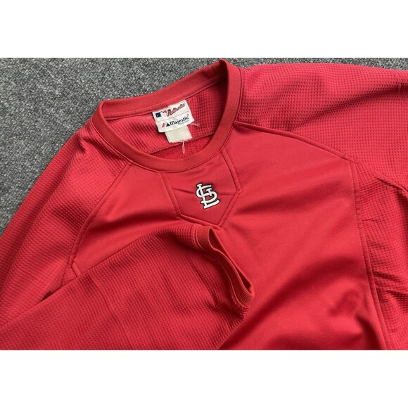 St. Louis Cardinals Pullover Shirt Mens L Majestic Therma Base Batting Practice - Picture 1 of 10